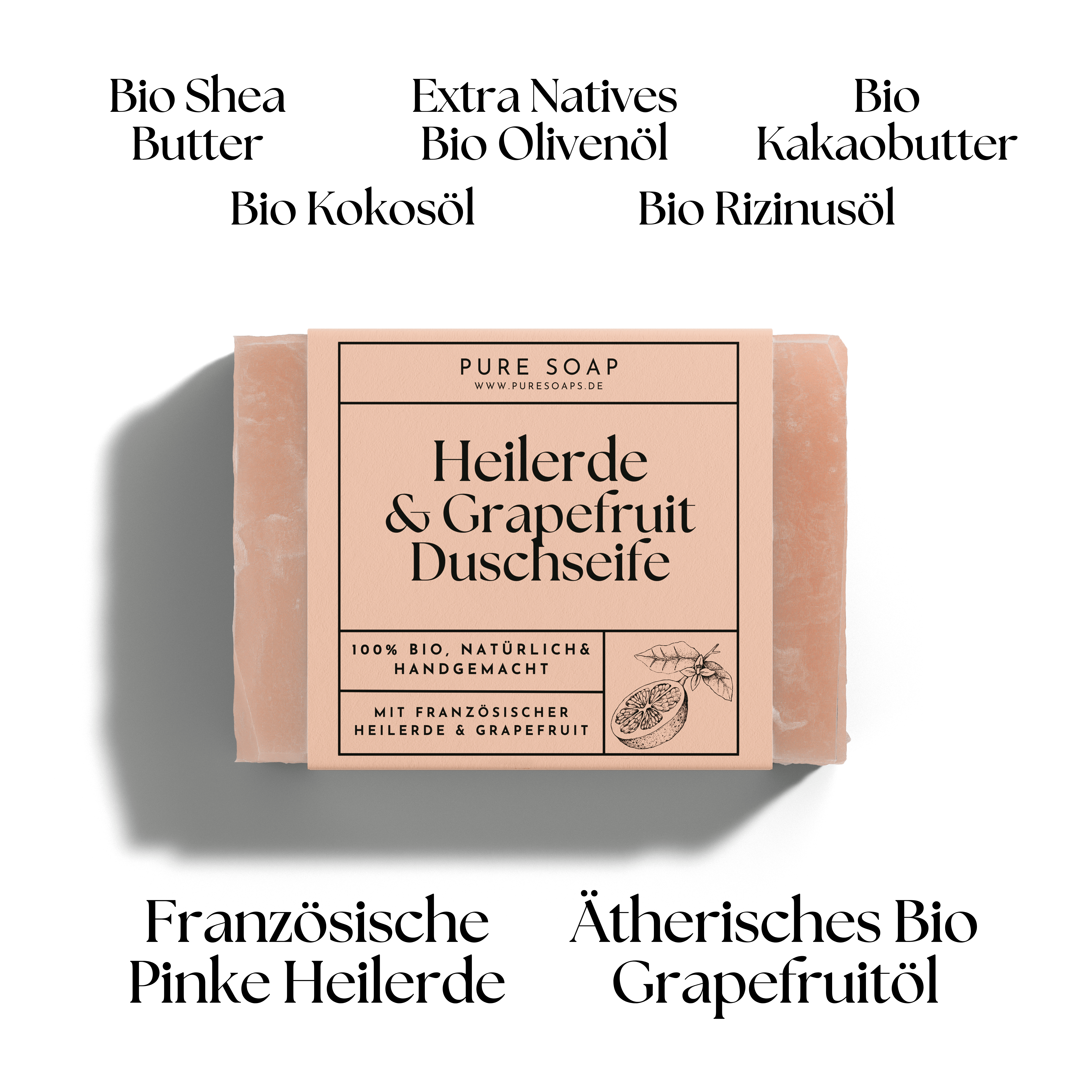 Duschseife mit Heilerde & Grapefruit 3-in-1 / 100g