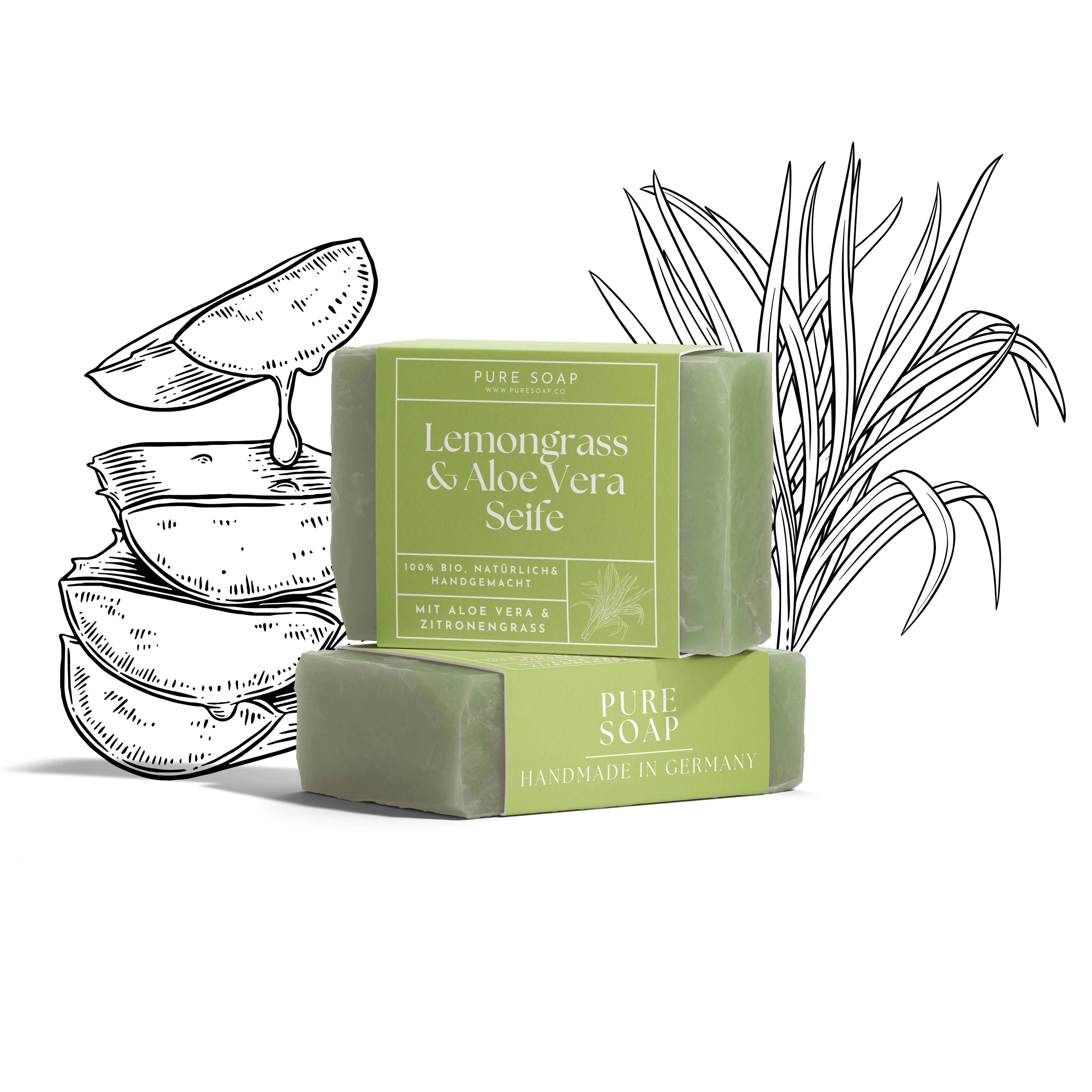 Duschseife mit Lemongrass & Aloe Vera 3-in-1 / 100g