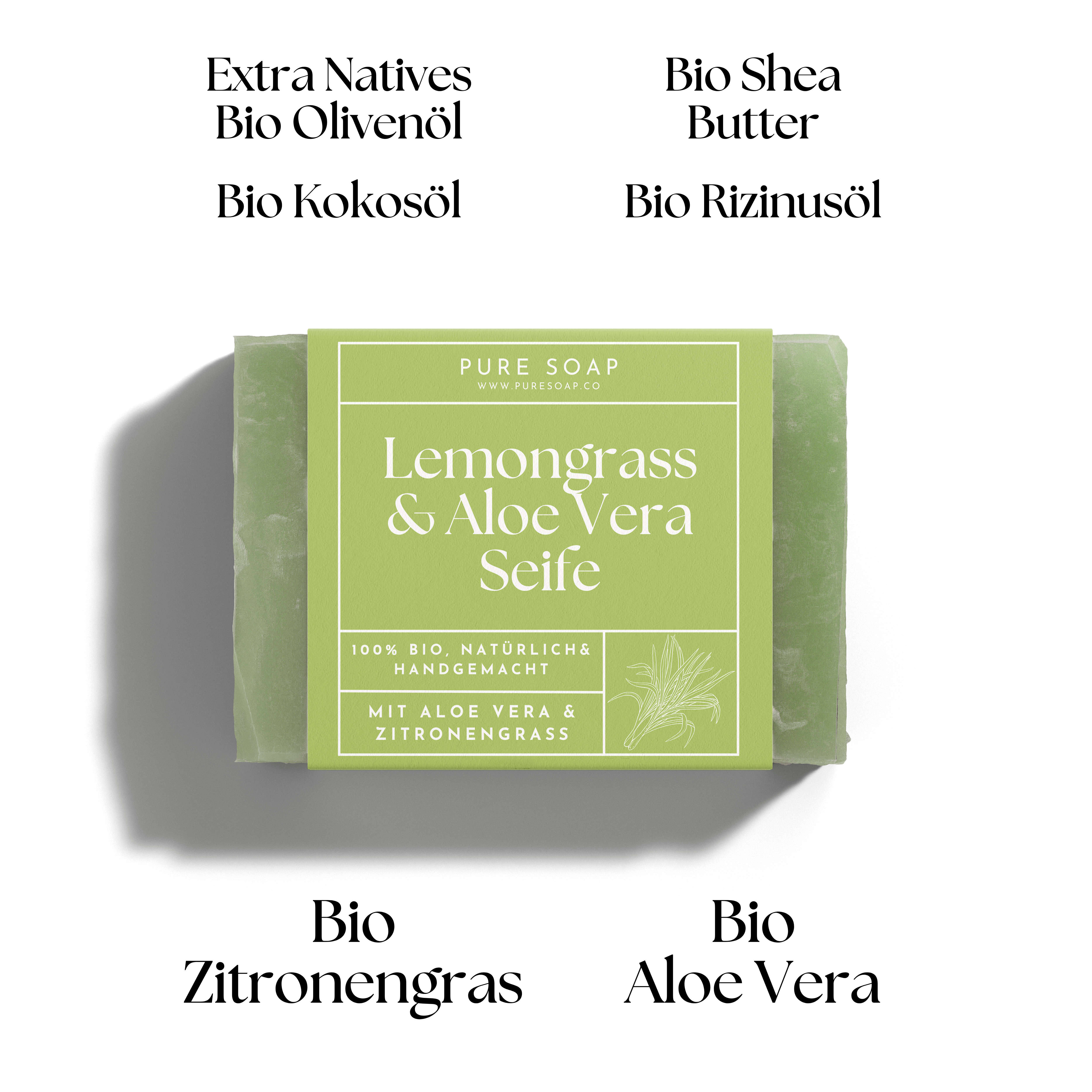 Duschseife mit Lemongrass & Aloe Vera 3-in-1 / 100g