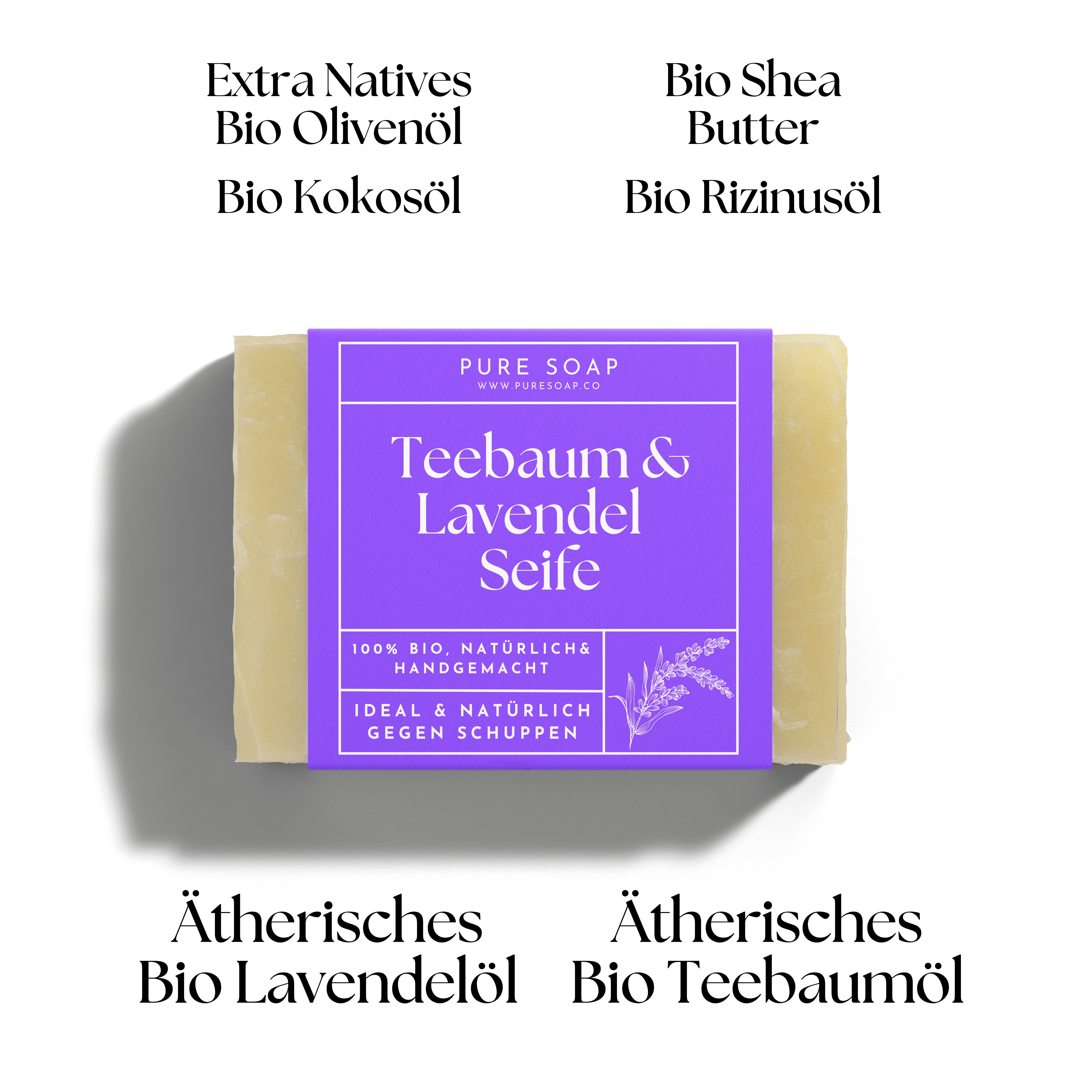 Festes Shampoo mit Teebaum & Lavendel 100g