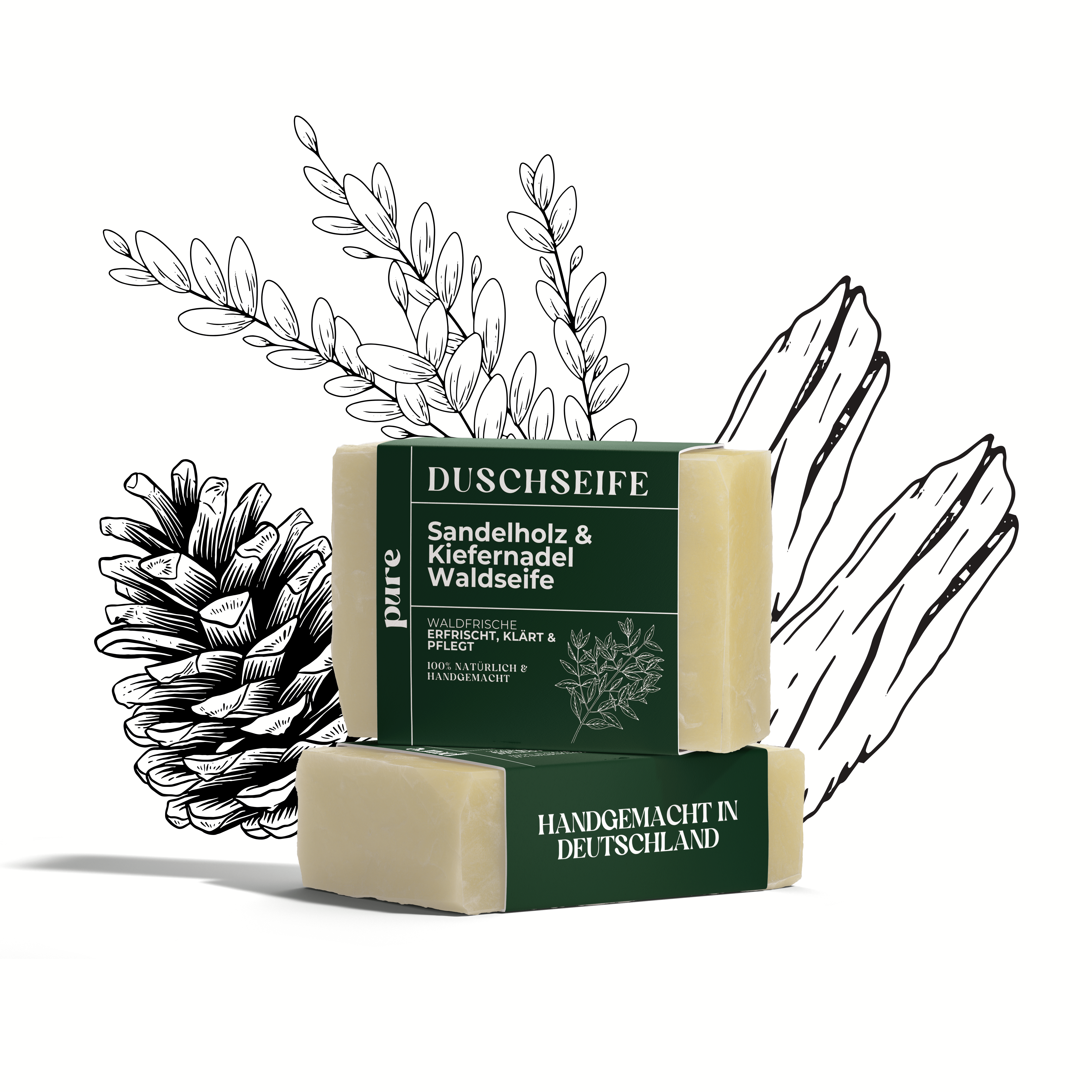 Duschseife mit Sandelholz & Kiefernadel 100g